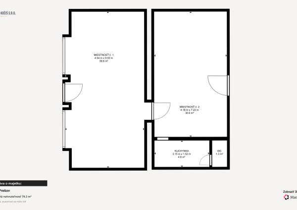 Obchodný priestor 75 m² Komenského – sklad, parkovanie